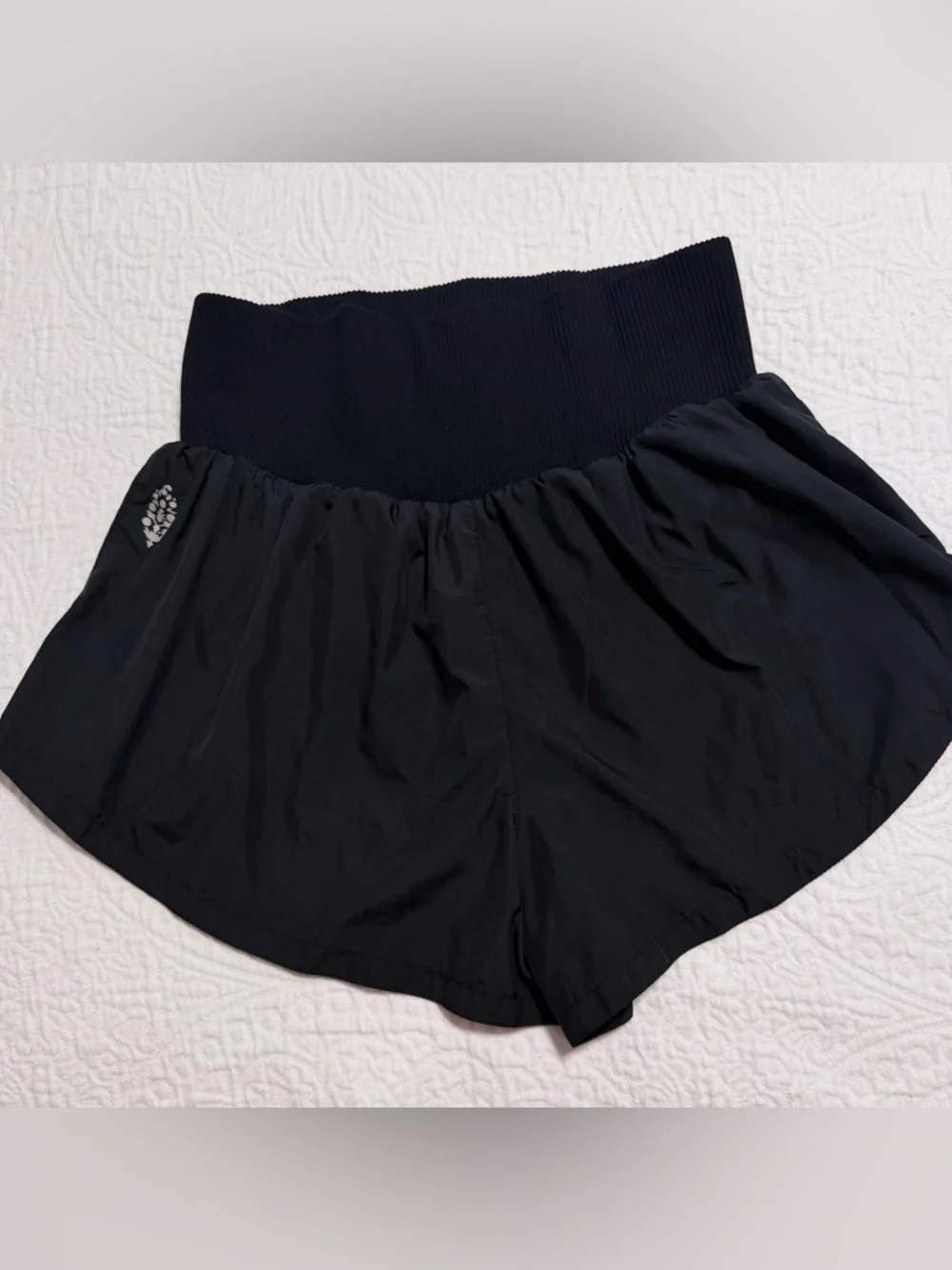 Free People Black Layered Athletic Shorts with Wide Rib Waistband - Picture 2 of 7